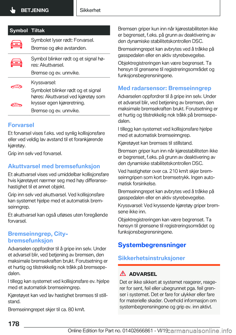 BMW X3 M 2020  InstruksjonsbØker (in Norwegian) �S�y�m�b�o�l�T�i�l�t�a�k�S�y�m�b�o�l�e�t��l�y�s�e�r��r�