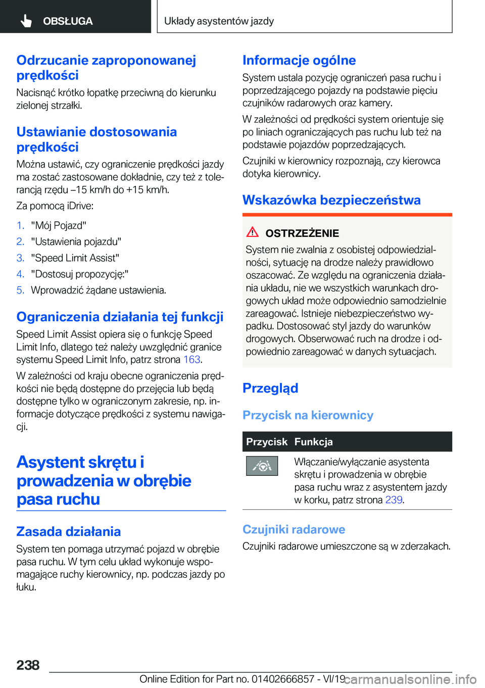 BMW X3 M 2020  Instrukcja obsługi (in Polish) �O�d�r�z�u�c�a�n�i�e��z�a�p�r�o�p�o�n�o�w�a�n�e�j
�p�r�