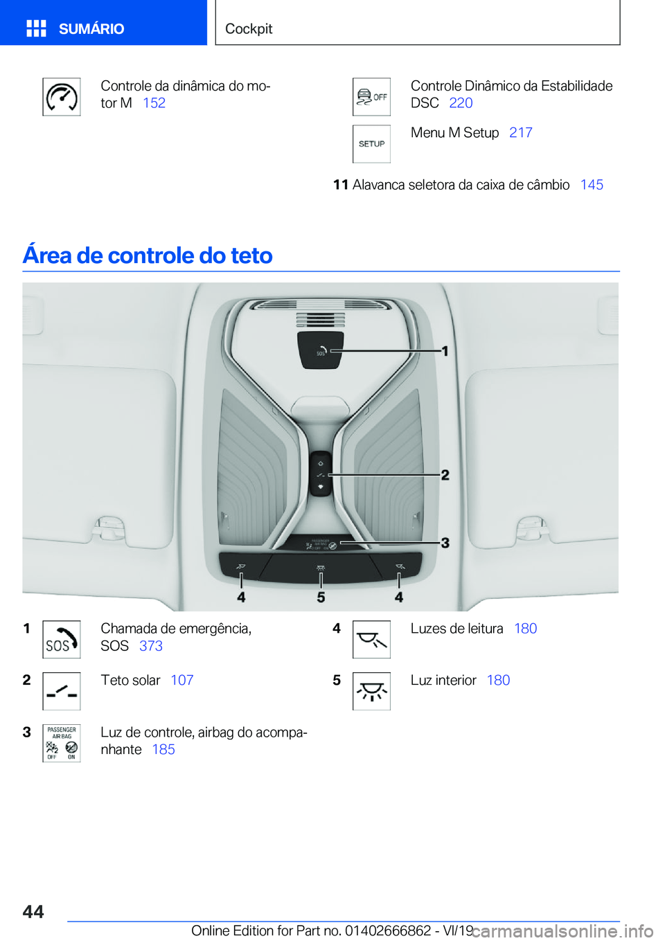 BMW X3 M 2020  Manual do condutor (in Portuguese) �C�o�n�t�r�o�l�e��d�a��d�i�n�â�m�i�c�a��d�o��m�oª
�t�o�r��M\_ �1�5�2�C�o�n�t�r�o�l�e��D�i�n�â�m�i�c�o��d�a��E�s�t�a�b�i�l�i�d�a�d�e
�D�S�C\_ �2�2�0�M�e�n�u��M��S�e�t�u�p\_ �2�1�7�1