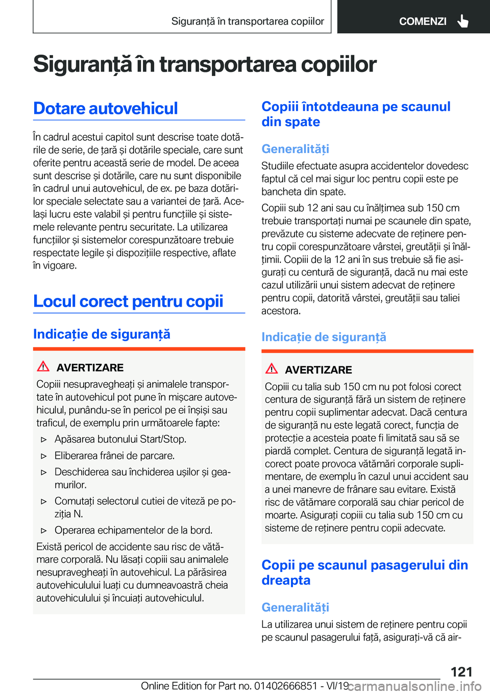 BMW X3 M 2020  Ghiduri De Utilizare (in Romanian) �S�i�g�u�r�a�n�ă��
