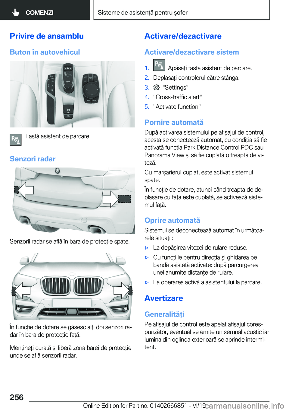 BMW X3 M 2020  Ghiduri De Utilizare (in Romanian) �P�r�i�v�i�r�e��d�e��a�n�s�a�m�b�l�u
�B�u�t�o�n��