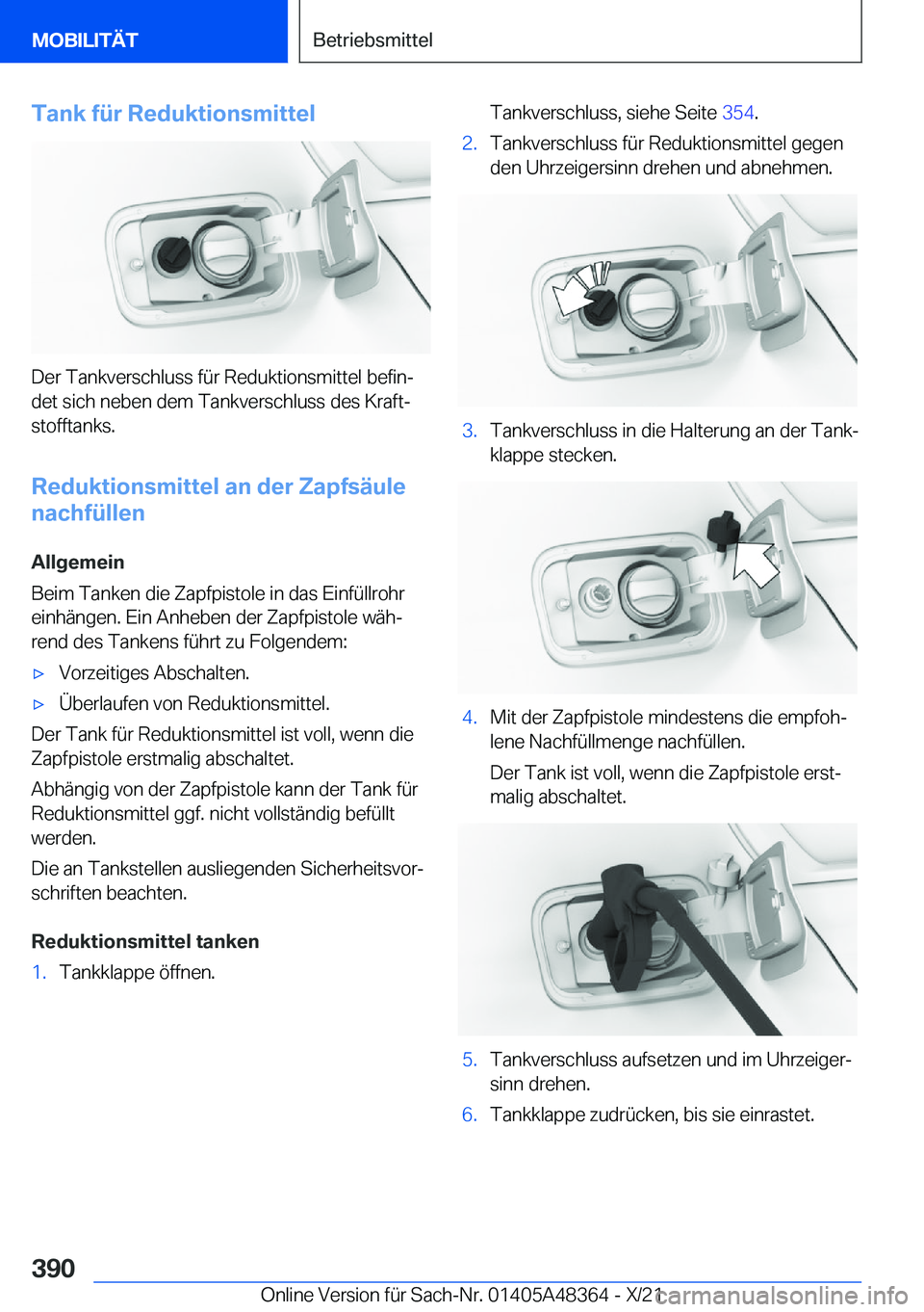 BMW X4 2022  Betriebsanleitungen (in German) �T�a�n�k��f�