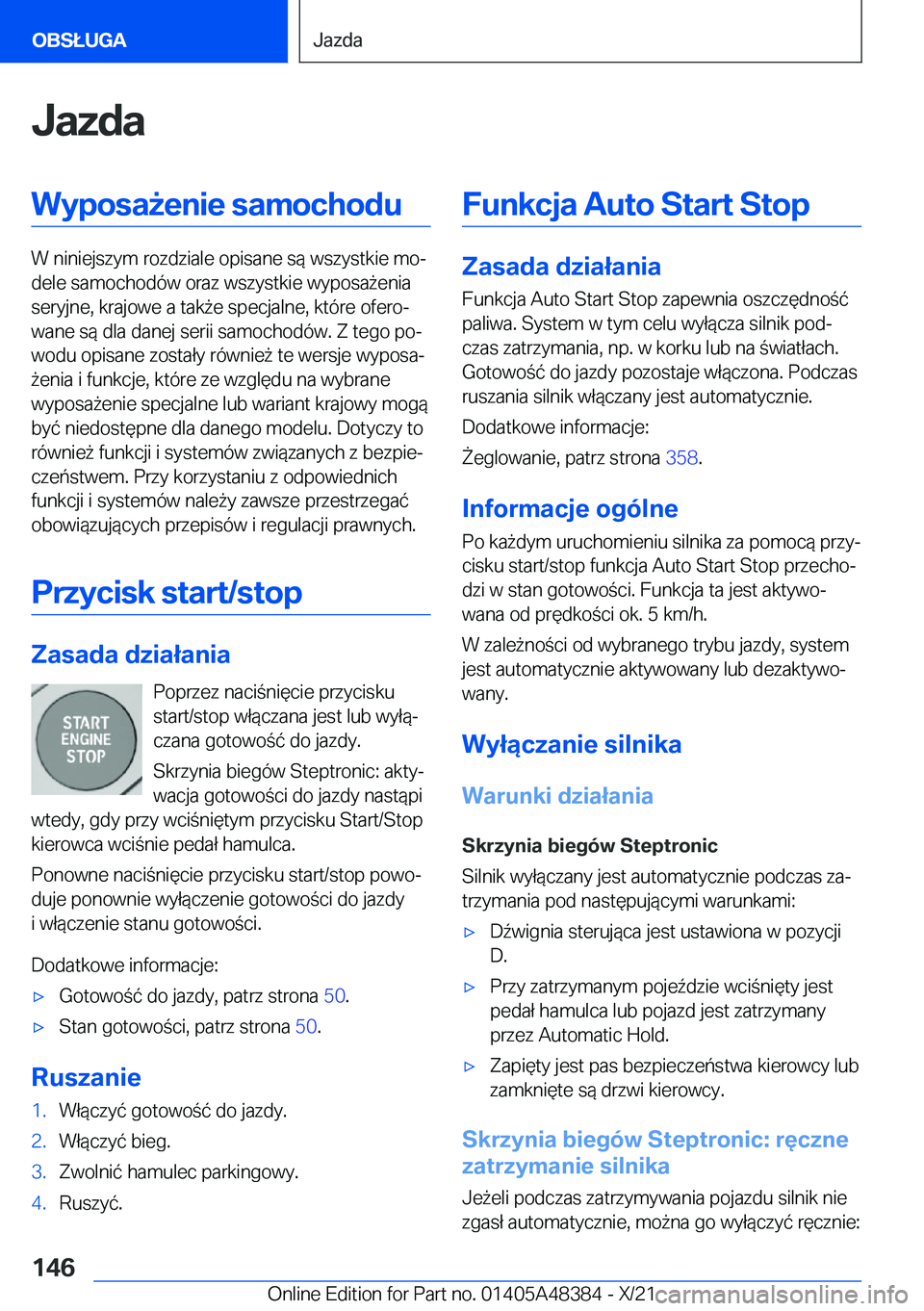 BMW X4 2022  Instrukcja obsługi (in Polish) �J�a�z�d�a�W�y�p�o�s�a9�e�n�i�e��s�a�m�o�c�h�o�d�u
�W��n�i�n�i�e�j�s�z�y�m��r�o�z�d�z�i�a�l�e��o�p�i�s�a�n�e��s�