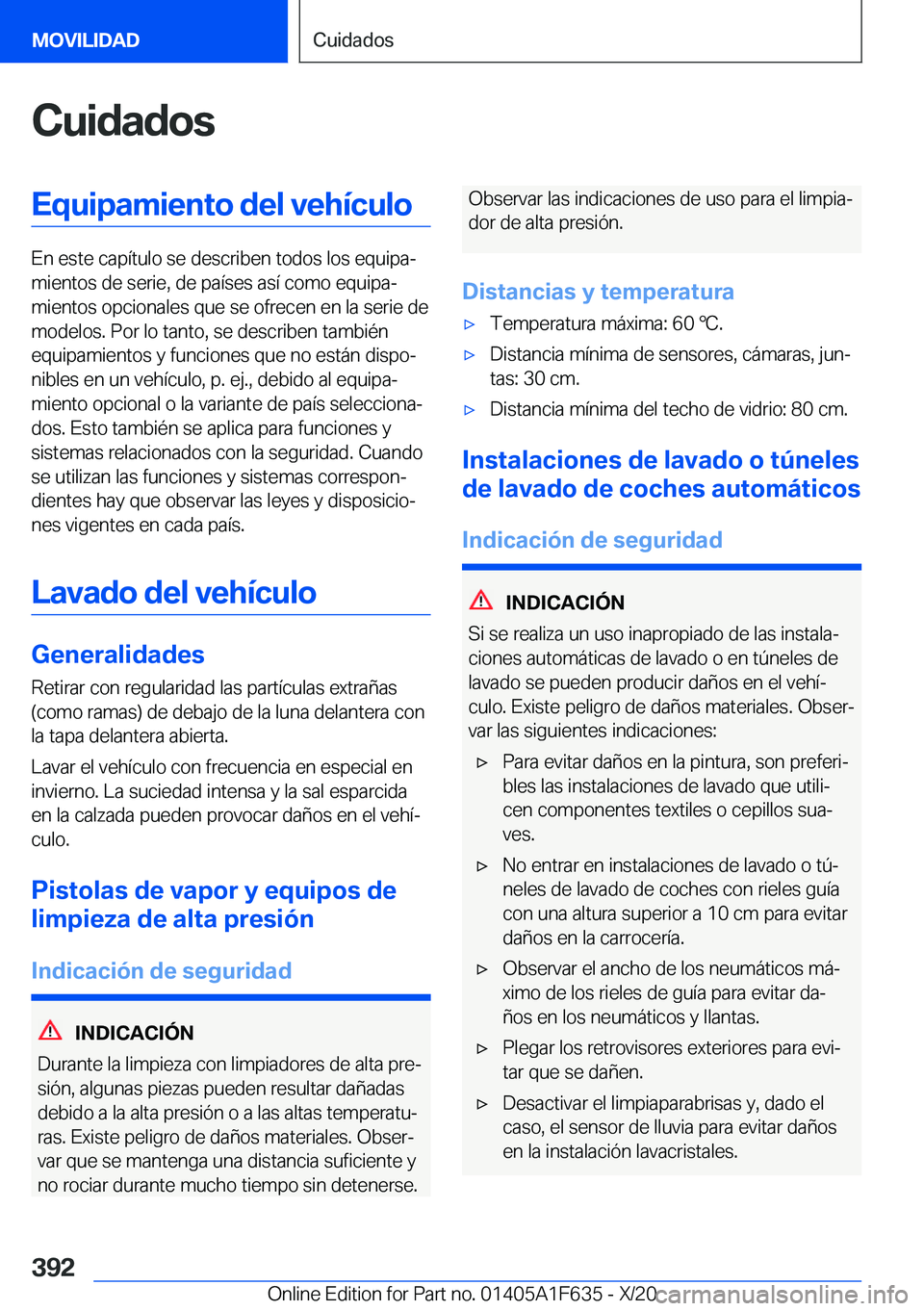 BMW X4 2021  Manuales de Empleo (in Spanish) �C�u�i�d�a�d�o�s�E�q�u�i�p�a�m�i�e�n�t�o��d�e�l��v�e�h�