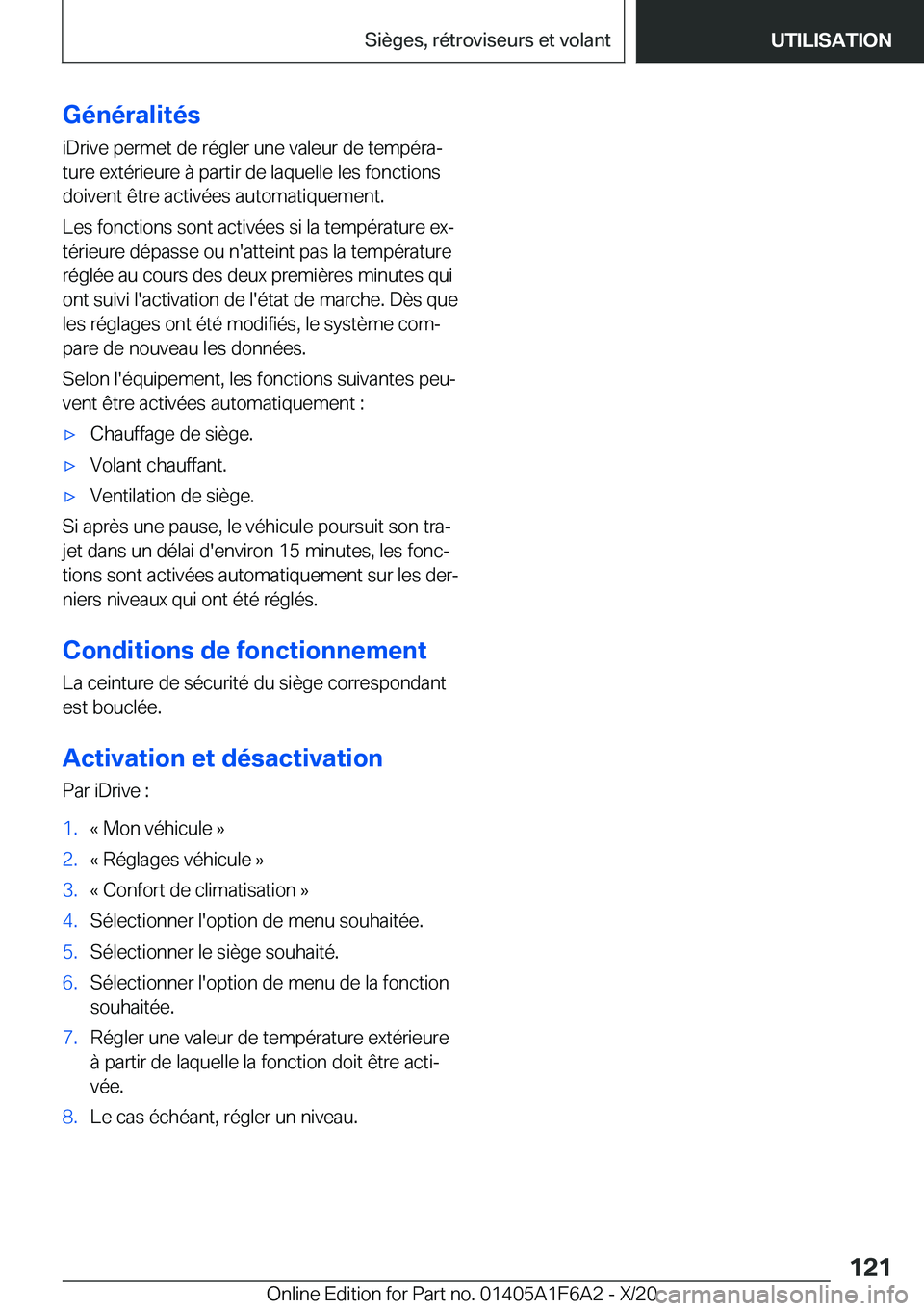 BMW X4 2021  Notices Demploi (in French) �G�é�n�é�r�a�l�i�t�é�s�i�D�r�i�v�e��p�e�r�m�e�t��d�e��r�é�g�l�e�r��u�n�e��v�a�l�e�u�r��d�e��t�e�m�p�é�r�aj�t�u�r�e��e�x�t�é�r�i�e�u�r�e��