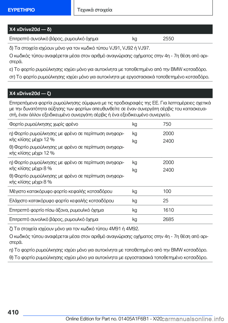BMW X4 2021  ΟΔΗΓΌΣ ΧΡΉΣΗΣ (in Greek) �X�4��x�D�r�i�v�e�2�0�d�n�v�)Xc\gdwcgo�fh`b^\]o�tndbe�,�dh_bh^]o�ojy_s�k�g�2�5�5�0v�)�fs�fgb\jwRs�\fjpbh`�_o`b�u\s�gb`�]