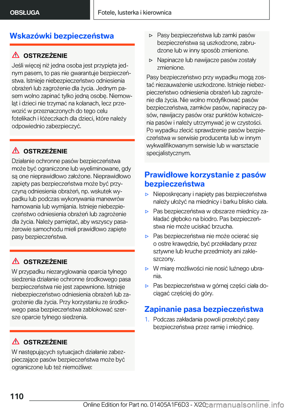 BMW X4 2021  Instrukcja obsługi (in Polish) �W�s�k�a�z�