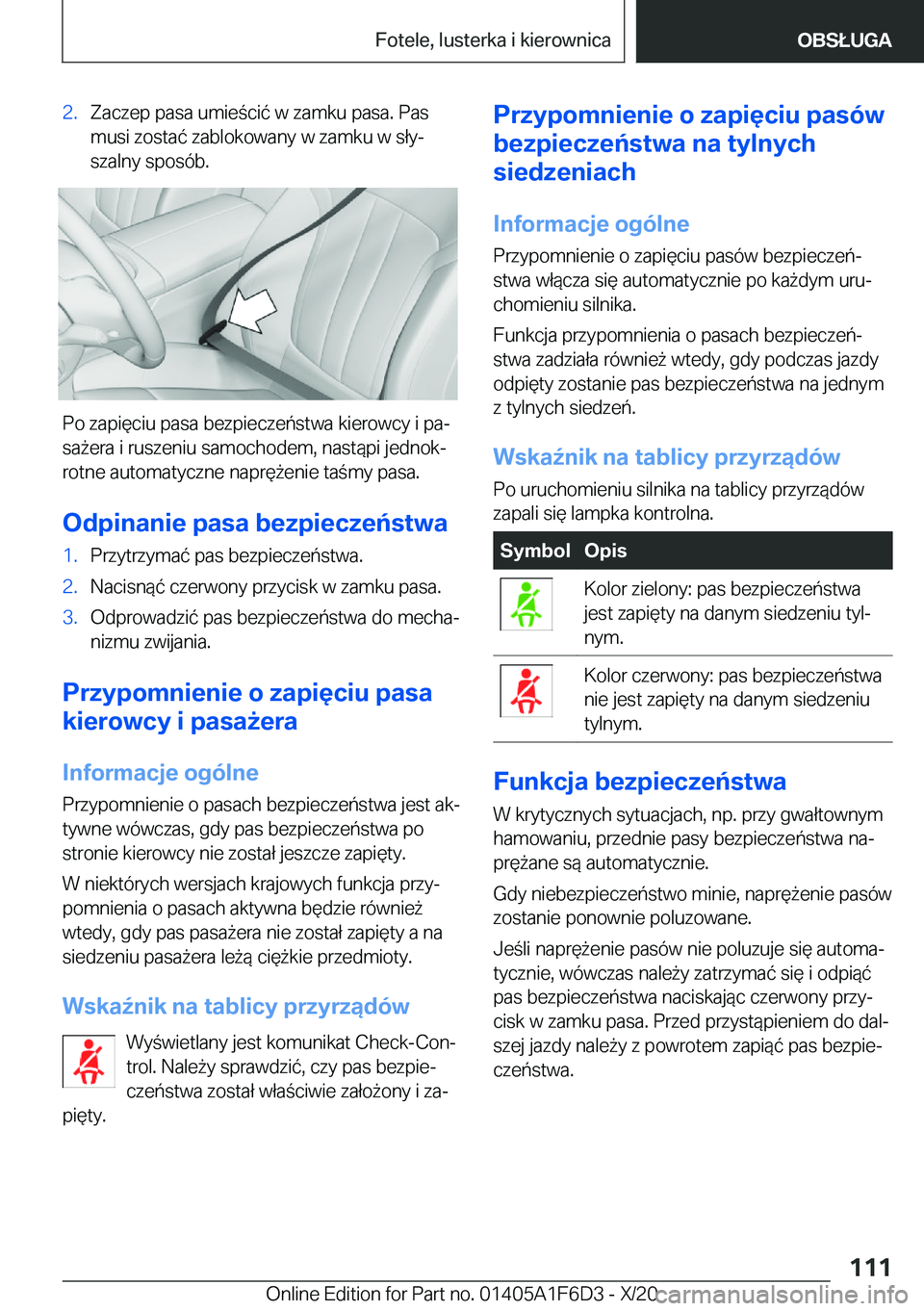 BMW X4 2021  Instrukcja obsługi (in Polish) �2�.�Z�a�c�z�e�p��p�a�s�a��u�m�i�e�c�i�