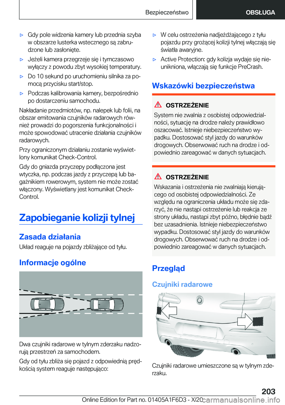 BMW X4 2021  Instrukcja obsługi (in Polish) 'x�G�d�y��p�o�l�e��w�i�d�z�e�n�i�a��k�a�m�e�r�y��l�u�b��p�r�z�e�d�n�i�a��s�z�y�b�a�w��o�b�s�z�a�r�z�e��l�u�s�t�e�r�k�a��w�s�t�e�c�z�n�e�g�o��s�