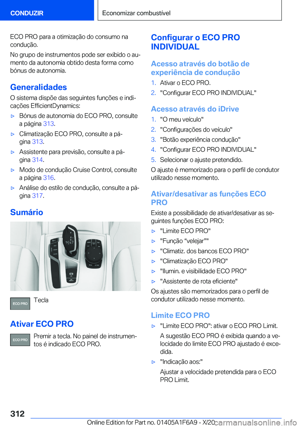 BMW X4 2021  Manual do condutor (in Portuguese) �E�C�O��P�R�O��p�a�r�a��a��o�t�i�m�i�z�a�