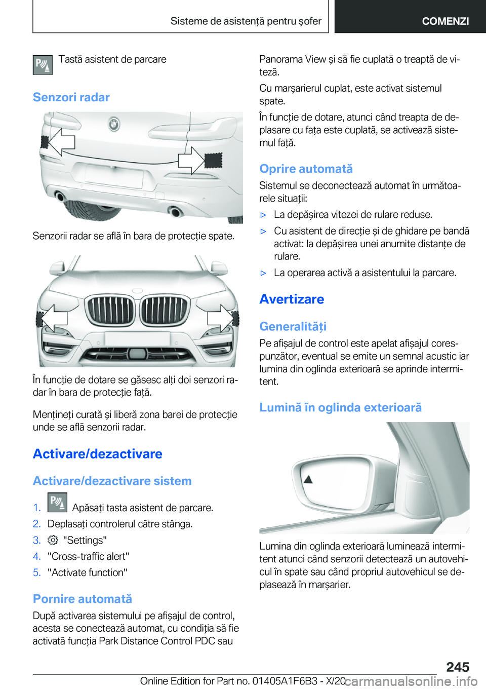 BMW X4 2021  Ghiduri De Utilizare (in Romanian) �T�a�s�t�