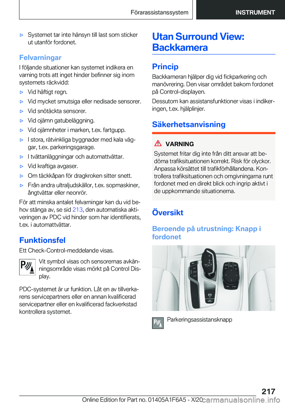 BMW X4 2021  InstruktionsbÖcker (in Swedish) x�S�y�s�t�e�m�e�t��t�a�r��i�n�t�e��h�ä�n�s�y�n��t�i�l�l��l�a�s�t��s�o�m��s�t�i�c�k�e�r�u�t��u�t�a�n�f�