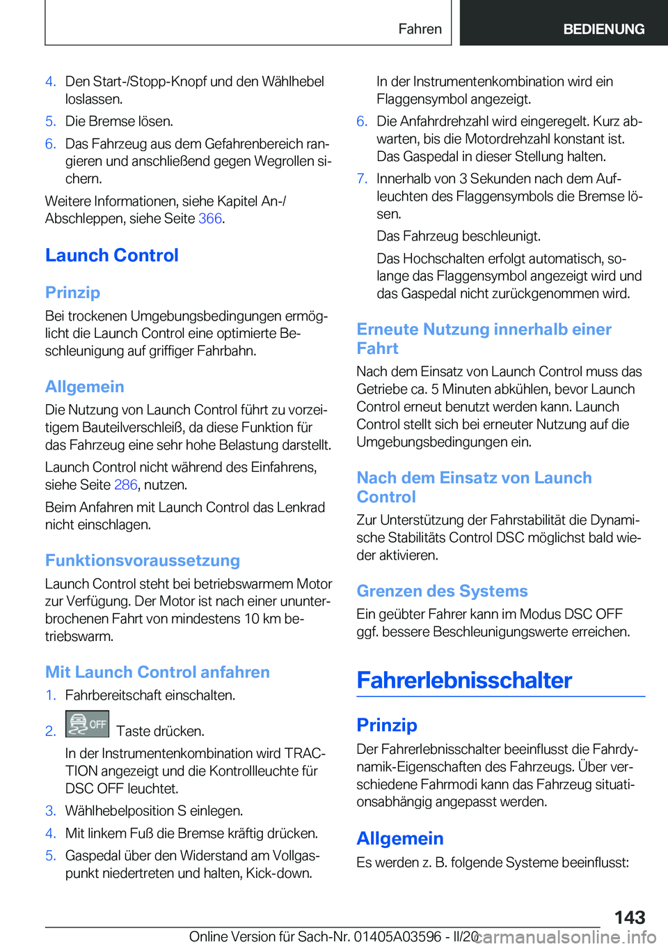 BMW X4 2020  Betriebsanleitungen (in German) �4�.�D�e�n��S�t�a�r�t�-�/�S�t�o�p�p�-�K�n�o�p�f��u�n�d��d�e�n��W�