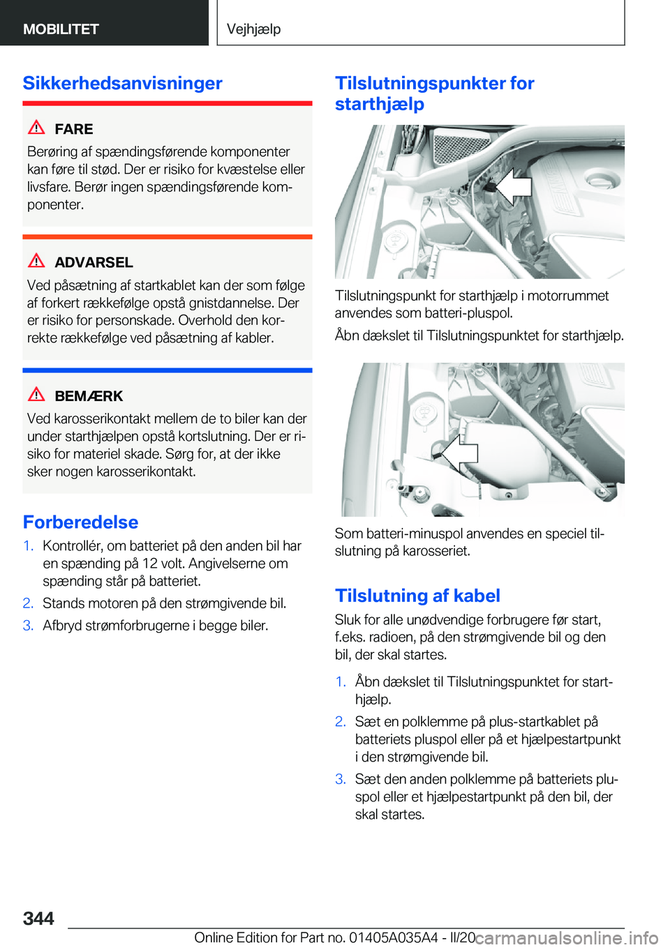 BMW X4 2020  InstruktionsbØger (in Danish) �S�i�k�k�e�r�h�e�d�s�a�n�v�i�s�n�i�n�g�e�r
�F�A�R�E
�B�e�r�
