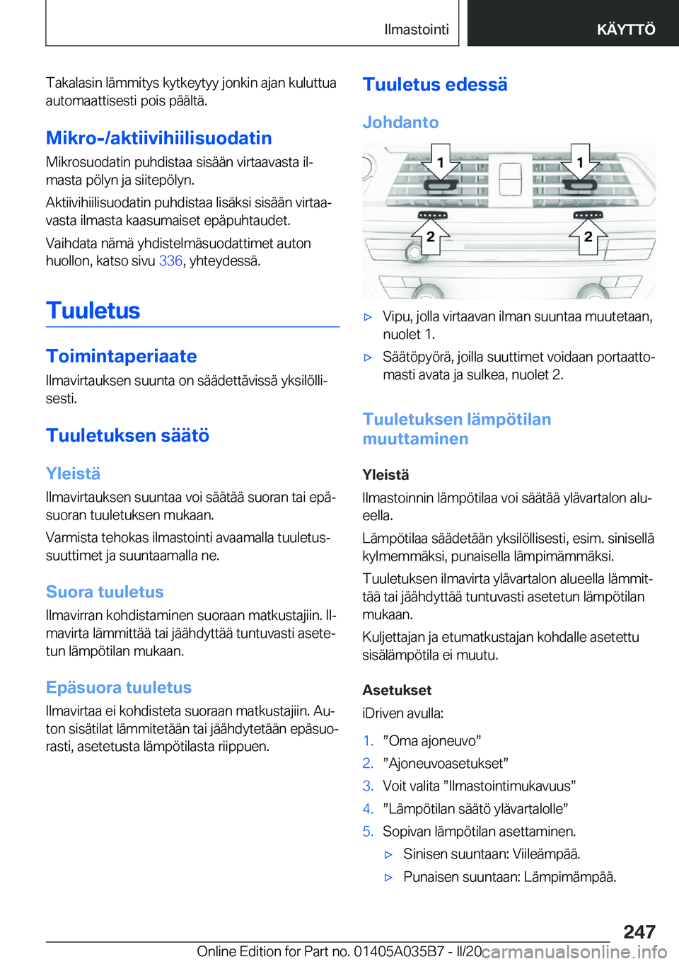 BMW X4 2020  Omistajan Käsikirja (in Finnish) �T�a�k�a�l�a�s�i�n��l�