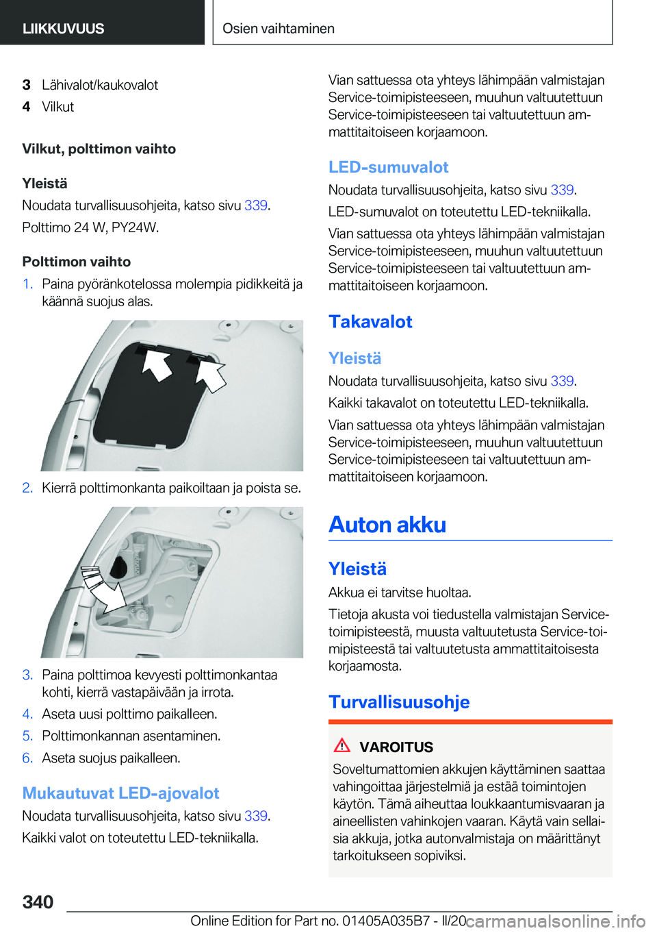 BMW X4 2020  Omistajan Käsikirja (in Finnish) �3�L�