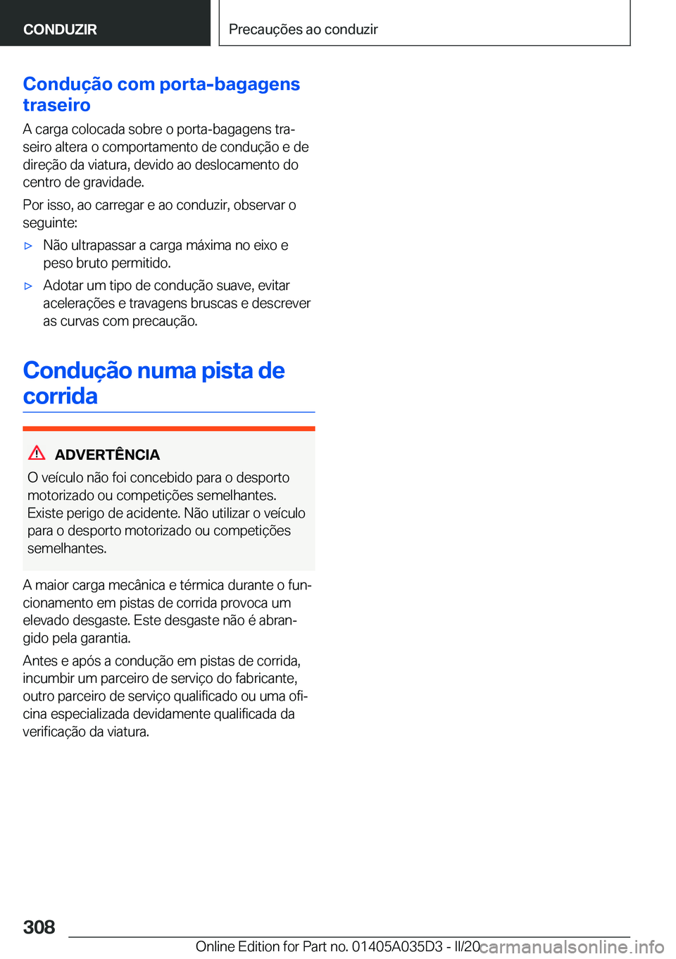 BMW X4 2020  Manual do condutor (in Portuguese) �C�o�n�d�u�