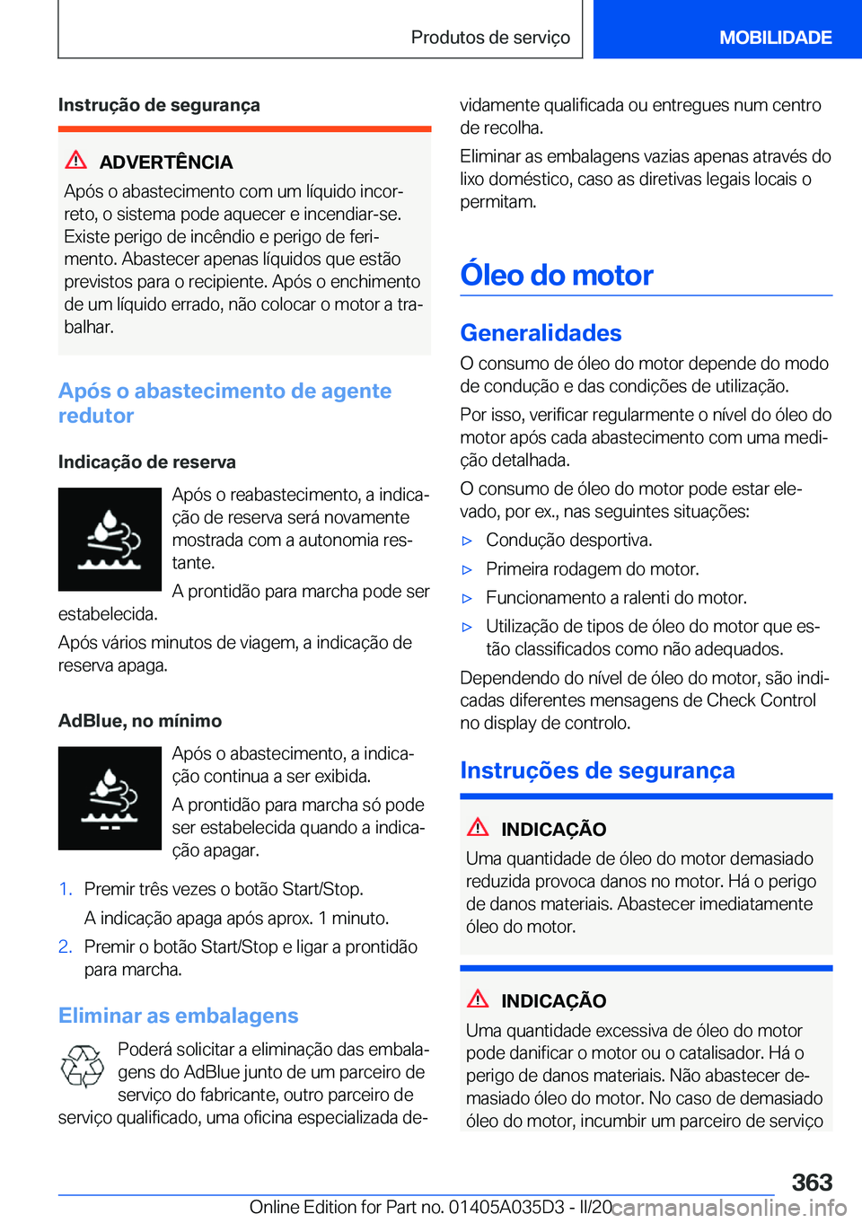 BMW X4 2020  Manual do condutor (in Portuguese) �I�n�s�t�r�u�
