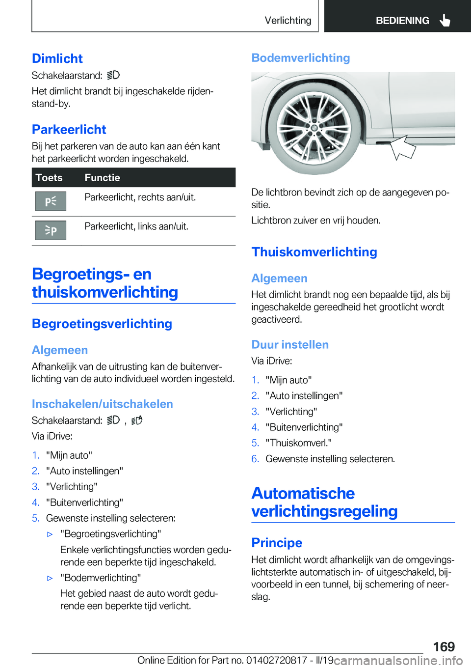 BMW X4 2019  Instructieboekjes (in Dutch) �D�i�m�l�i�c�h�t�S�c�h�a�k�e�l�a�a�r�s�t�a�n�d�:��
�
�H�e�t��d�i�m�l�i�c�h�t��b�r�a�n�d�t��b�i�j��i�n�g�e�s�c�h�a�k�e�l�d�e��r�i�j�d�e�n�- �s�t�a�n�d�-�b�y�.
�P�a�r�k�e�e�r�l�i�c�h�t
�B�i�j��