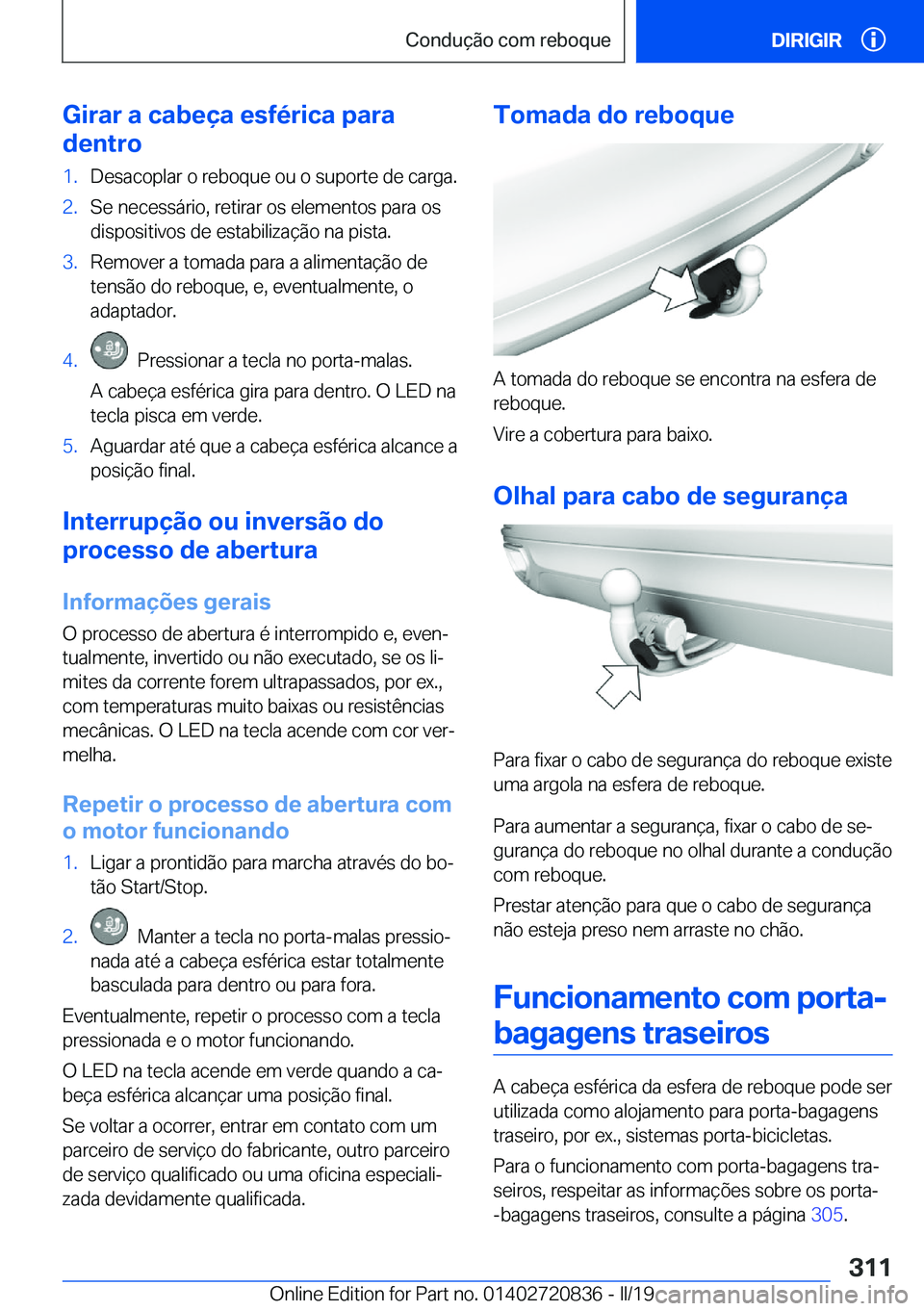 BMW X4 2019  Manual do condutor (in Portuguese) �G�i�r�a�r��a��c�a�b�e�