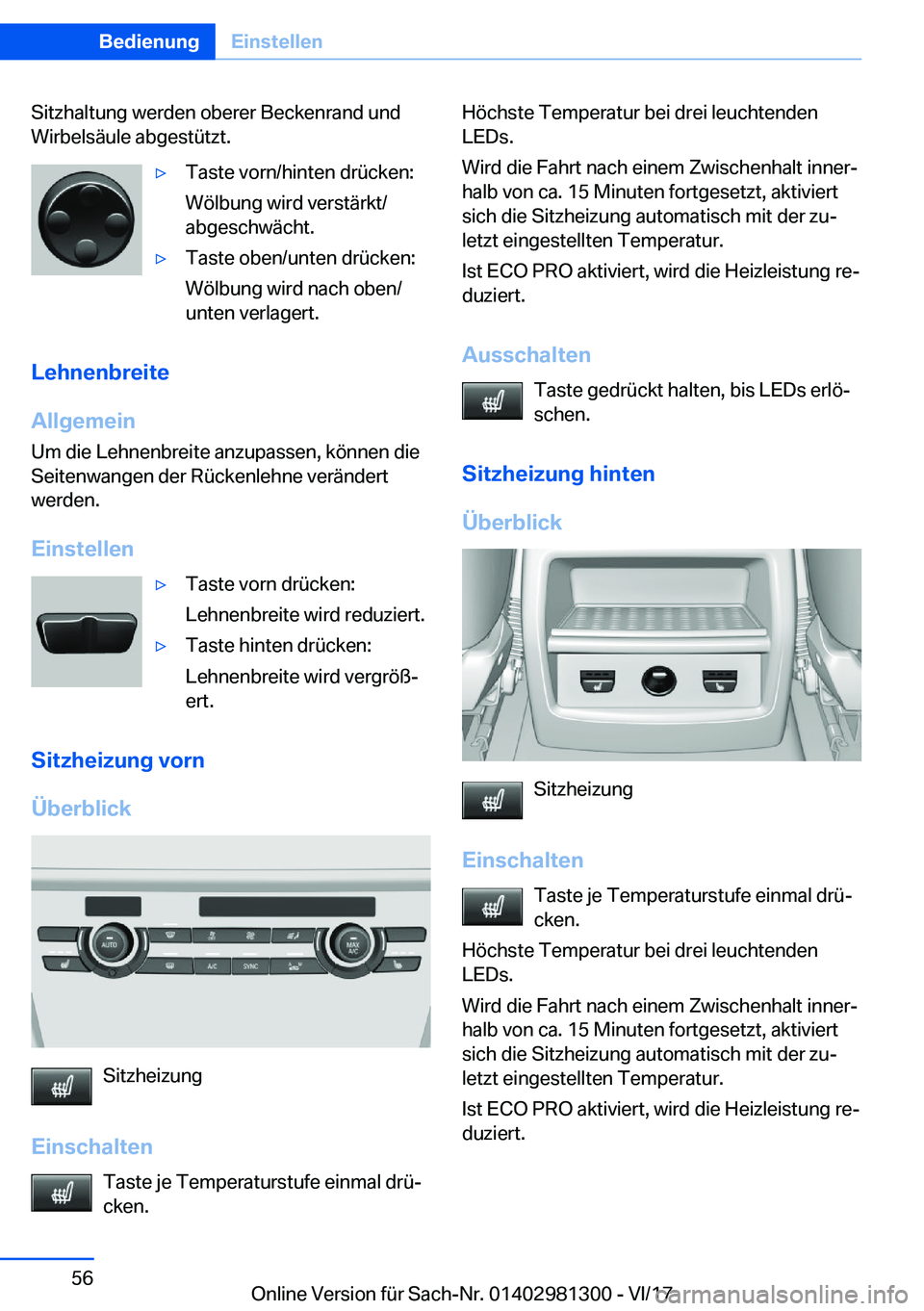 BMW X4 2018  Betriebsanleitungen (in German) �S�i�t�z�h�a�l�t�u�n�g� �w�e�r�d�e�n� �o�b�e�r�e�r� �B�e�c�k�e�n�r�a�n�d� �u�n�d�W�i�r�b�e�l�s�