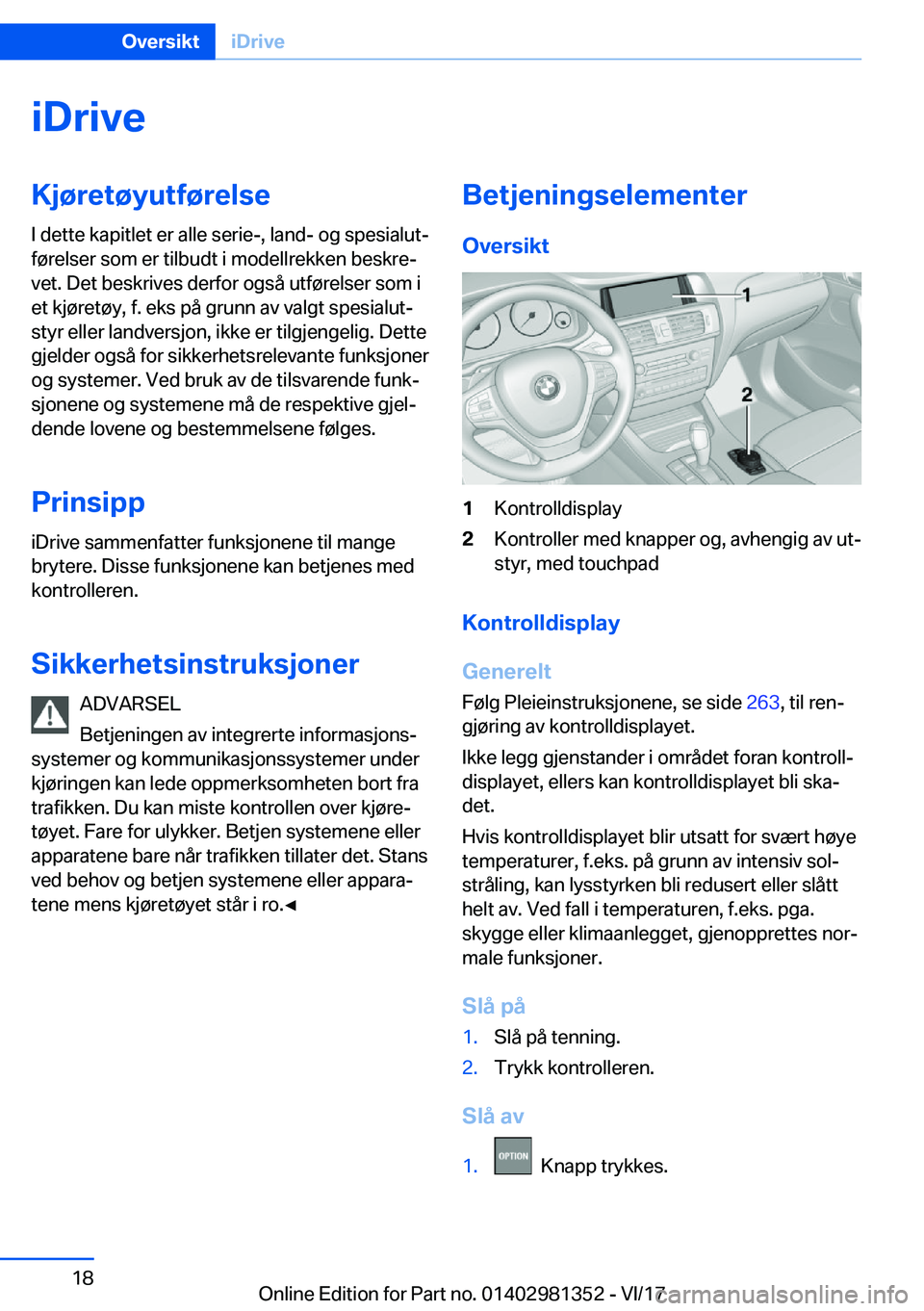 BMW X4 2018  InstruksjonsbØker (in Norwegian) �i�D�r�i�v�e�K�j�