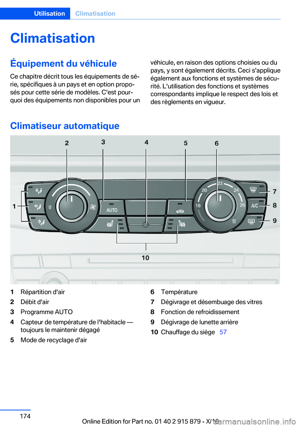 BMW X4 2017  Notices Demploi (in French) �C�l�i�m�a�t�i�s�a�t�i�o�n�