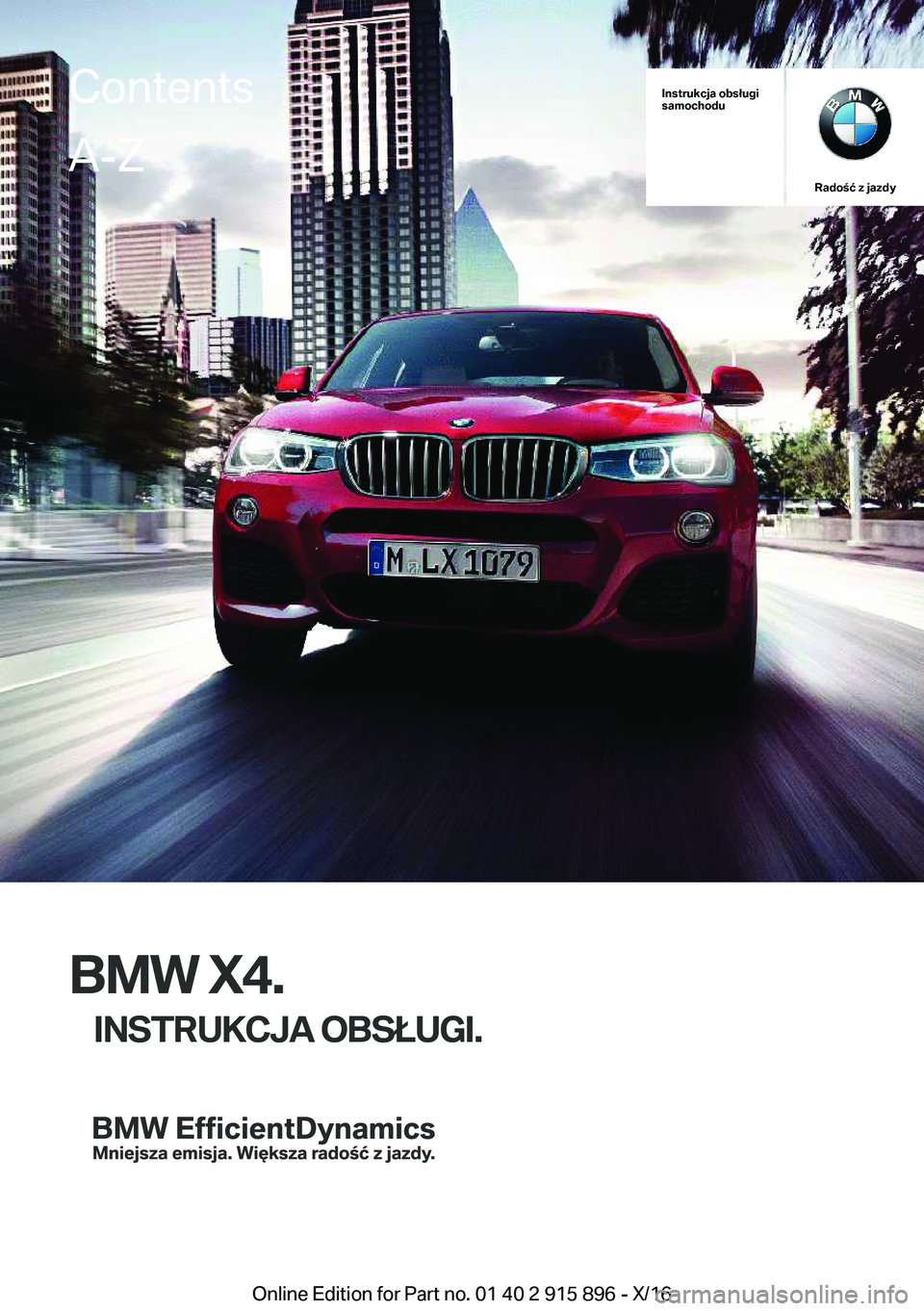 BMW X4 2017  Instrukcja obsługi (in Polish) 