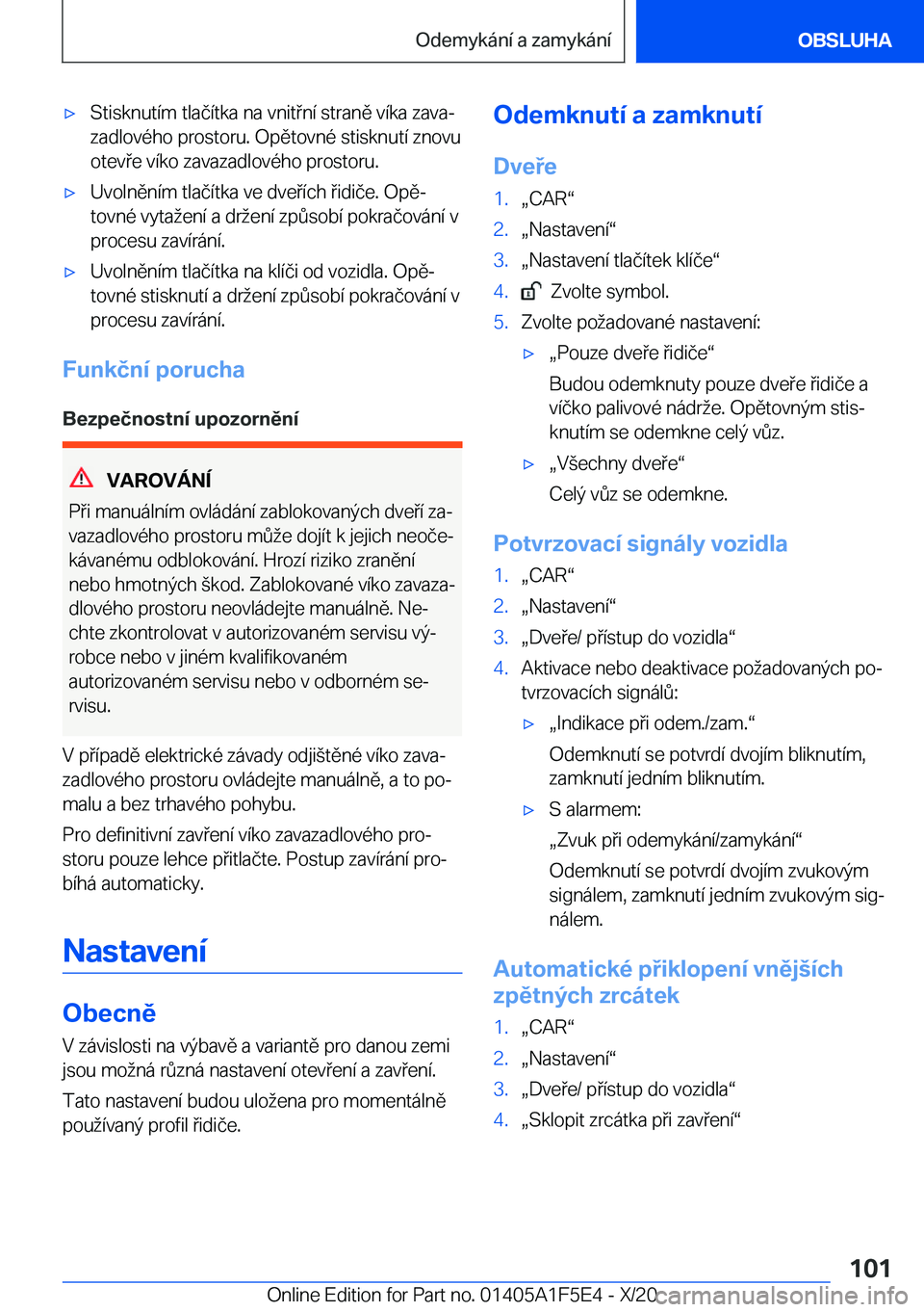 BMW X4 M 2021  Návod na použití (in Czech) 'x�S�t�i�s�k�n�u�t�