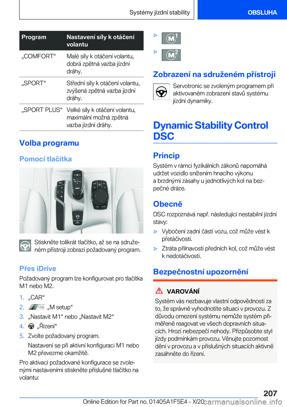 BMW X4 M 2021  Návod na použití (in Czech) �P�r�o�g�r�a�m�N�a�s�t�a�v�e�n�