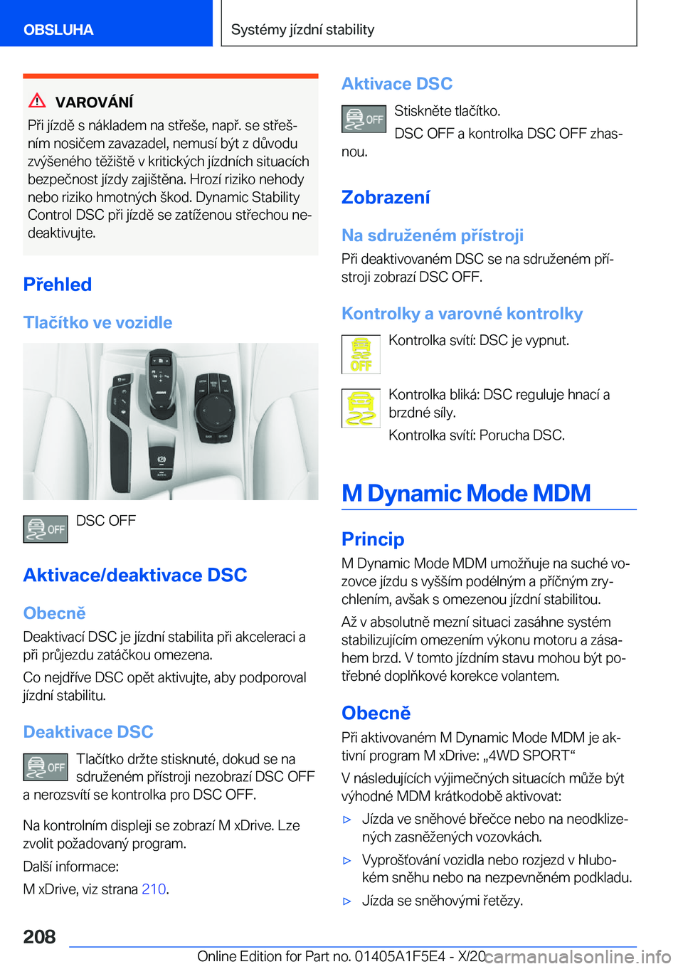 BMW X4 M 2021  Návod na použití (in Czech) �V�A�R�O�V�