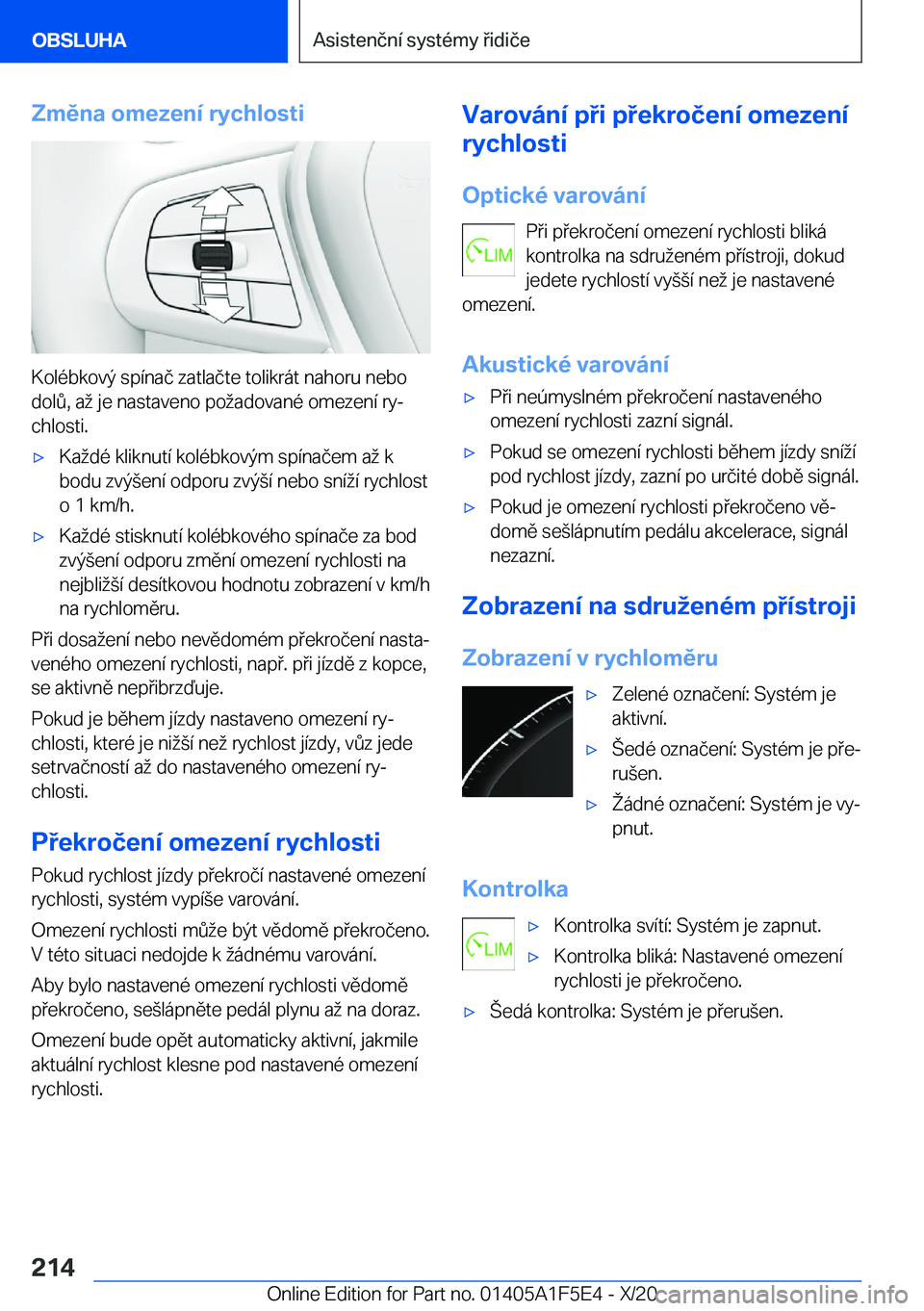 BMW X4 M 2021  Návod na použití (in Czech) �Z�m�ě�n�a��o�m�e�z�e�n�
