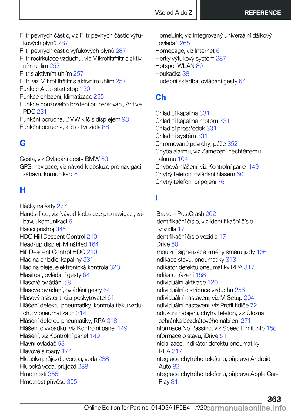 BMW X4 M 2021  Návod na použití (in Czech) �F�i�l�t�r��p�e�v�n�ý�c�h��č�