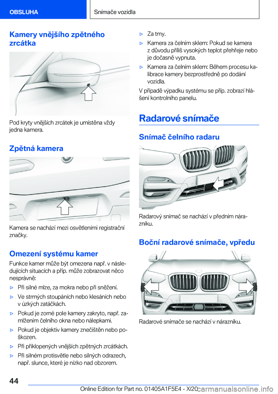 BMW X4 M 2021  Návod na použití (in Czech) �K�a�m�e�r�y��v�n�ě�j	�
