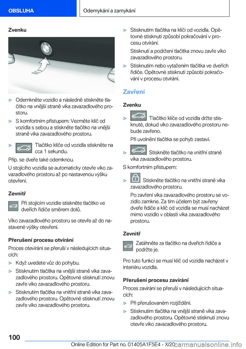 BMW X4 M 2021  Návod na použití (in Czech) �Z�v�e�n�k�u'x�O�d�e�m�k�n�