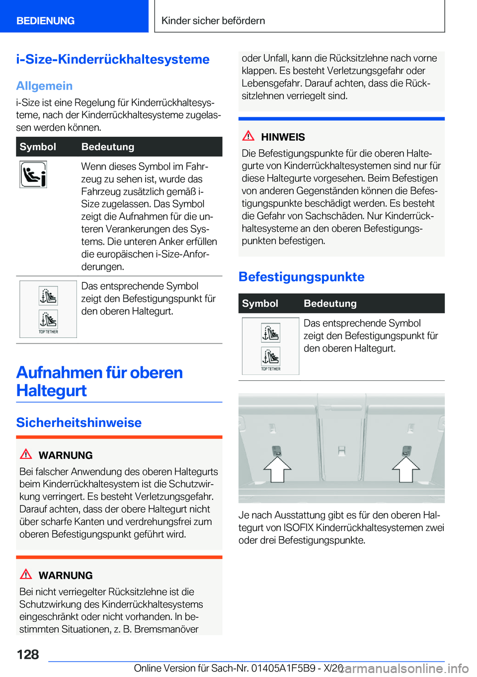 BMW X4 M 2021  Betriebsanleitungen (in German) �i�-�S�i�z�e�-�K�i�n�d�e�r�r�