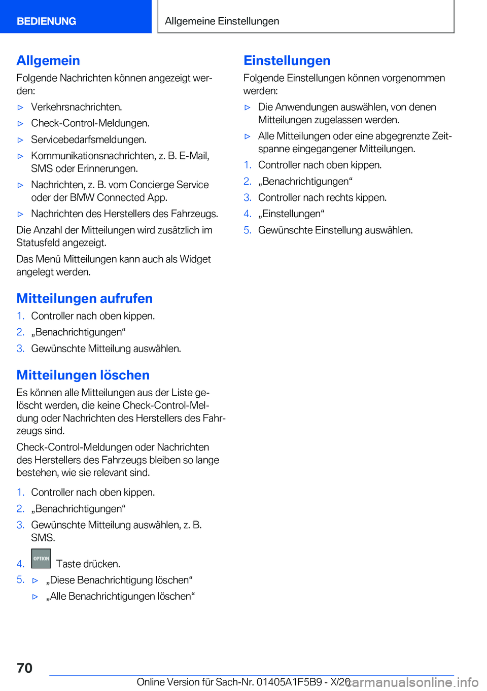 BMW X4 M 2021  Betriebsanleitungen (in German) �A�l�l�g�e�m�e�i�n
�F�o�l�g�e�n�d�e��N�a�c�h�r�i�c�h�t�e�n��k�