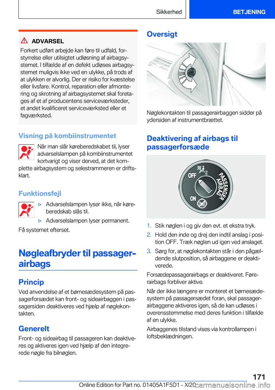 BMW X4 M 2021  InstruktionsbØger (in Danish) �A�D�V�A�R�S�E�L
�F�o�r�k�e�r�t��u�d�f�