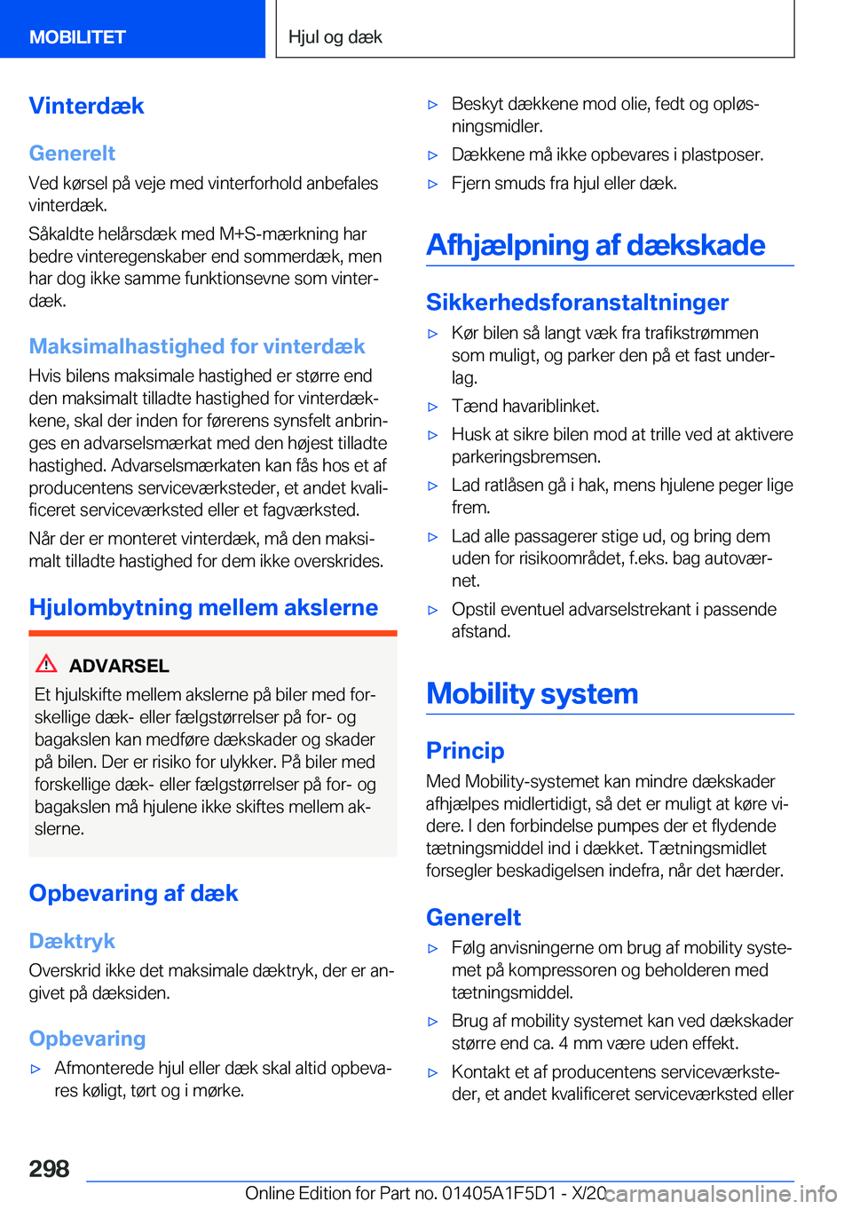 BMW X4 M 2021  InstruktionsbØger (in Danish) �V�i�n�t�e�r�d�æ�k
�G�e�n�e�r�e�l�t
�V�e�d��k�