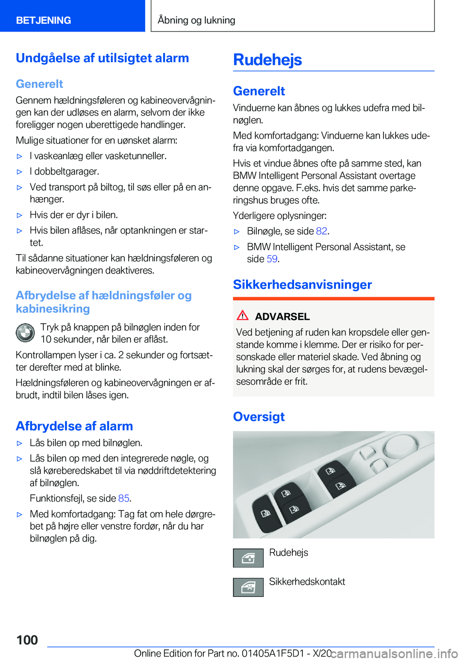 BMW X4 M 2021  InstruktionsbØger (in Danish) �U�n�d�g�å�e�l�s�e��a�f��u�t�i�l�s�i�g�t�e�t��a�l�a�r�m�G�e�n�e�r�e�l�t
�G�e�n�n�e�m��h�æ�l�d�n�i�n�g�s�f�