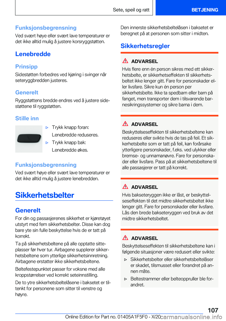 BMW X4 M 2021  InstruksjonsbØker (in Norwegian) �F�u�n�k�s�j�o�n�s�b�e�g�r�e�n�s�n�i�n�g
�V�e�d��s�v�æ�r�t��h�