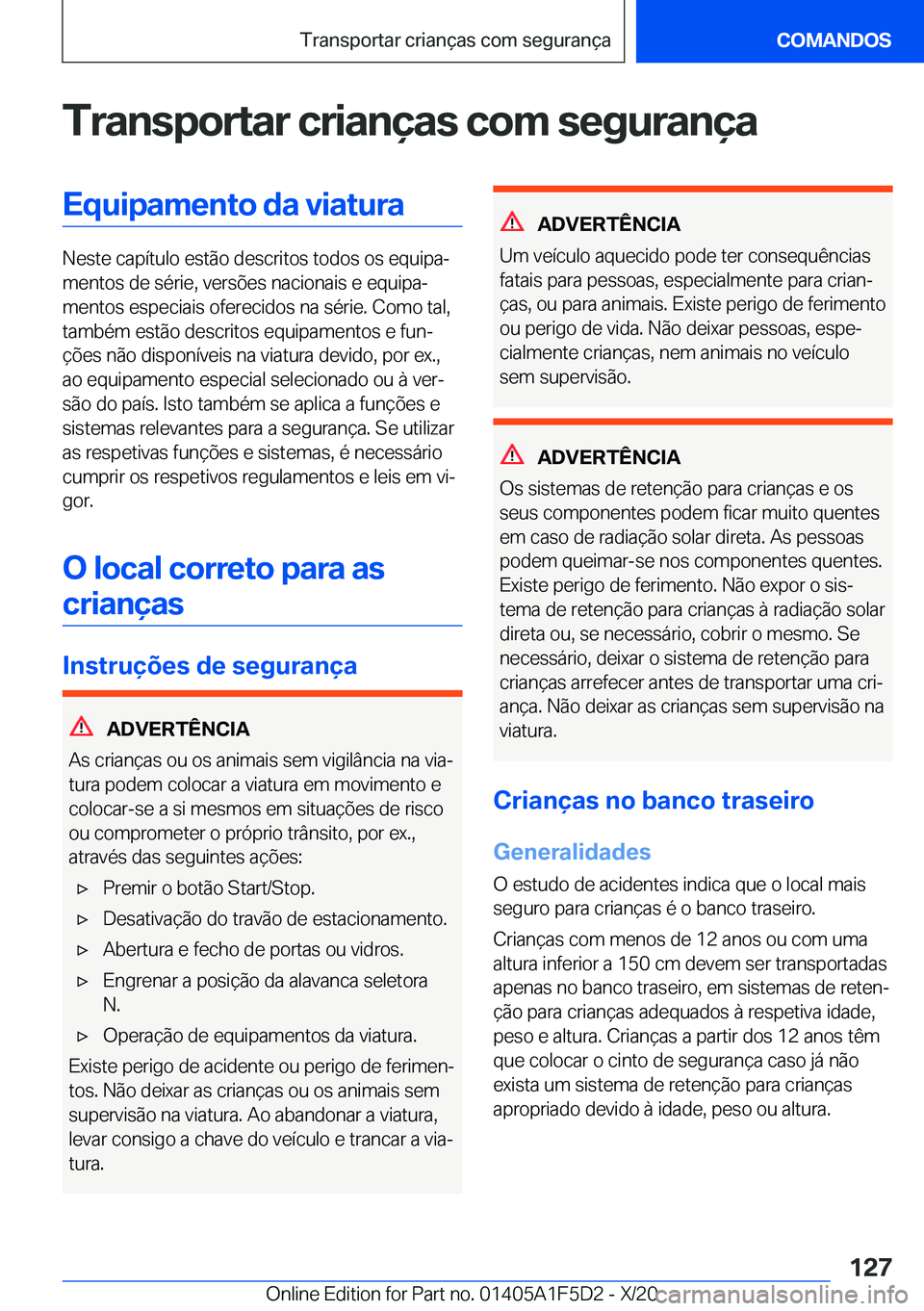 BMW X4 M 2021  Manual do condutor (in Portuguese) �T�r�a�n�s�p�o�r�t�a�r��c�r�i�a�n�