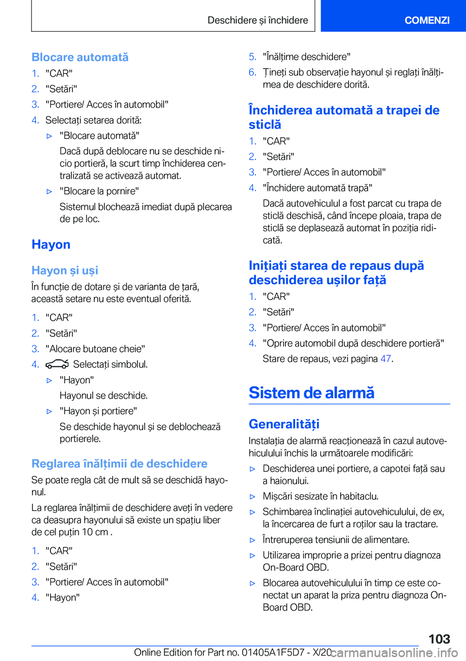 BMW X4 M 2021  Ghiduri De Utilizare (in Romanian) �B�l�o�c�a�r�e��a�u�t�o�m�a�t�