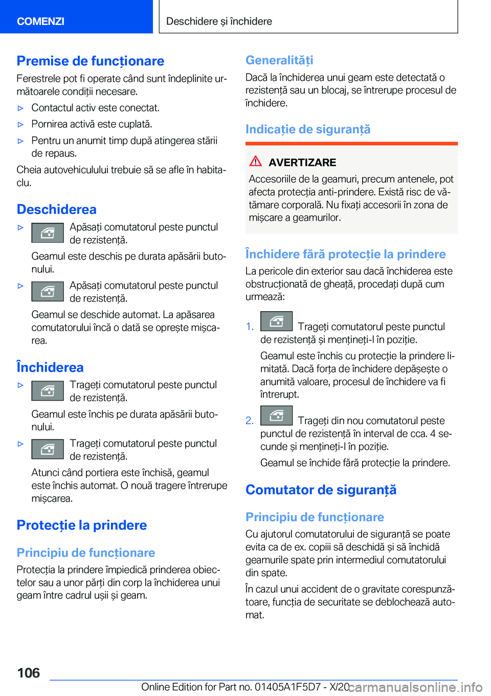 BMW X4 M 2021  Ghiduri De Utilizare (in Romanian) �P�r�e�m�i�s�e��d�e��f�u�n�c�i�o�n�a�r�e�F�e�r�e�s�t�r�e�l�e��p�o�t��f�i��o�p�e�r�a�t�e��c�