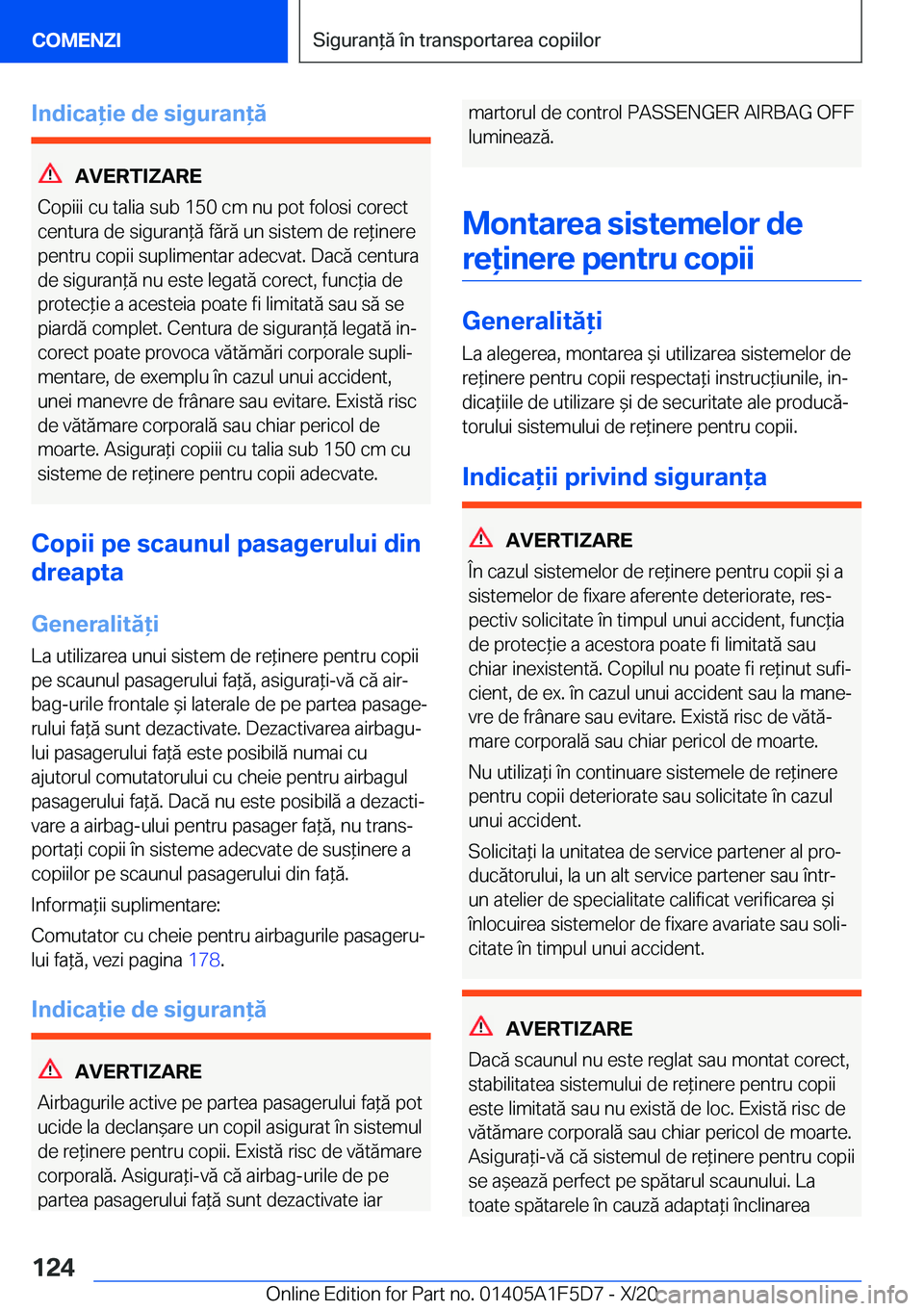 BMW X4 M 2021  Ghiduri De Utilizare (in Romanian) �I�n�d�i�c�a�i�e��d�e��s�i�g�u�r�a�n�