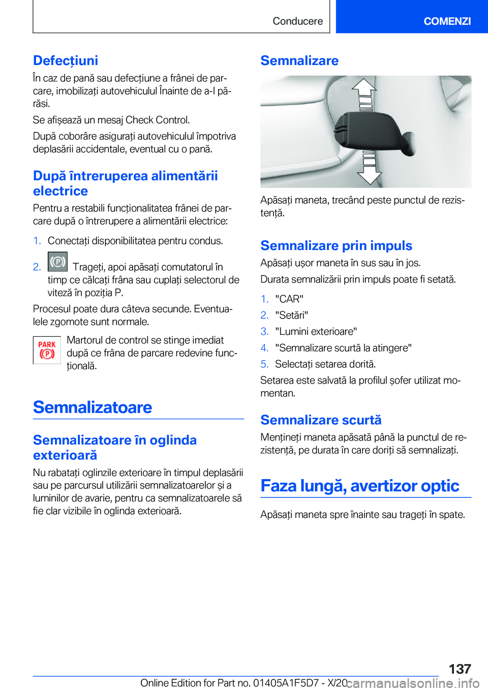 BMW X4 M 2021  Ghiduri De Utilizare (in Romanian) �D�e�f�e�c�i�u�n�i�