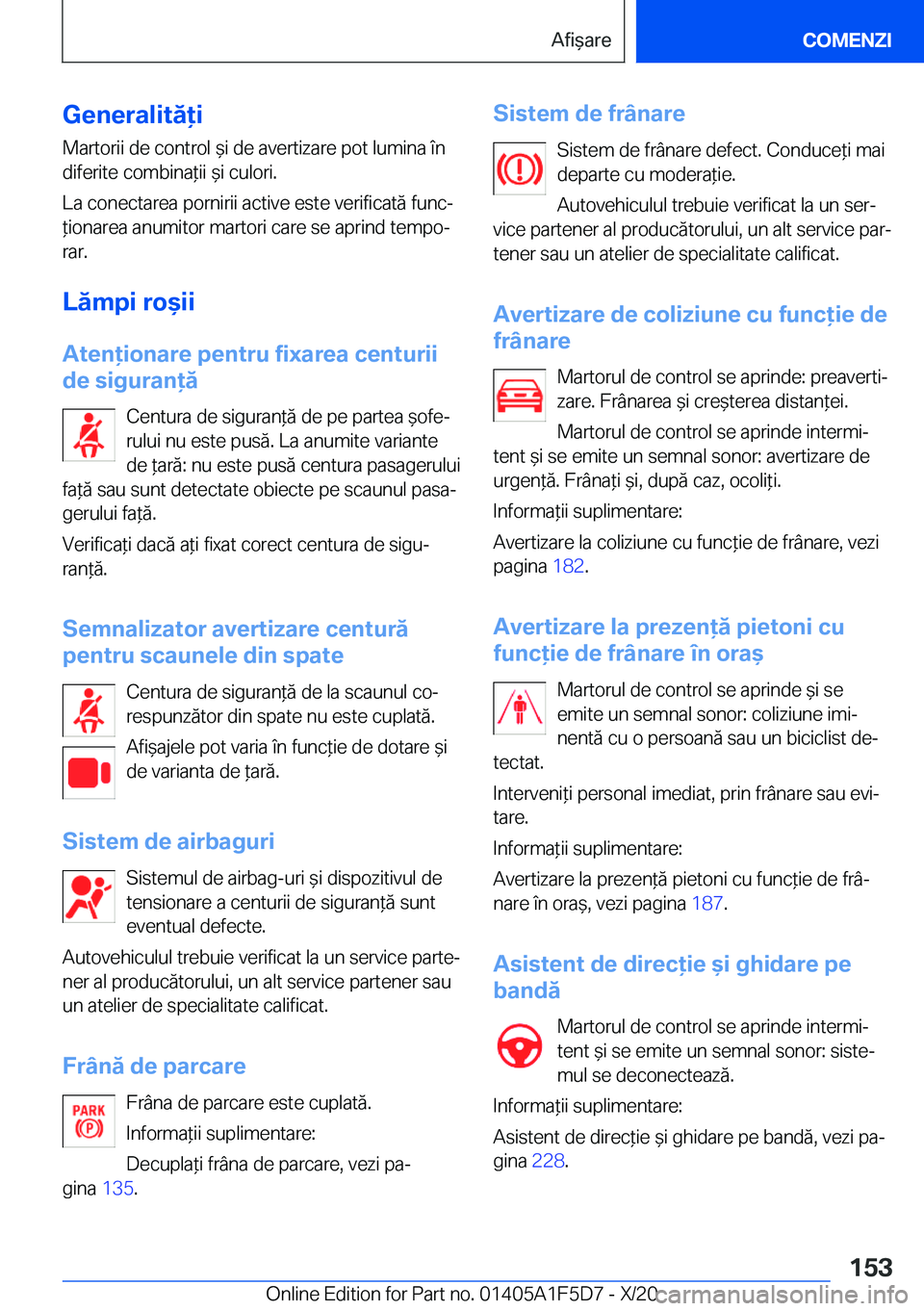 BMW X4 M 2021  Ghiduri De Utilizare (in Romanian) �G�e�n�e�r�a�l�i�t�