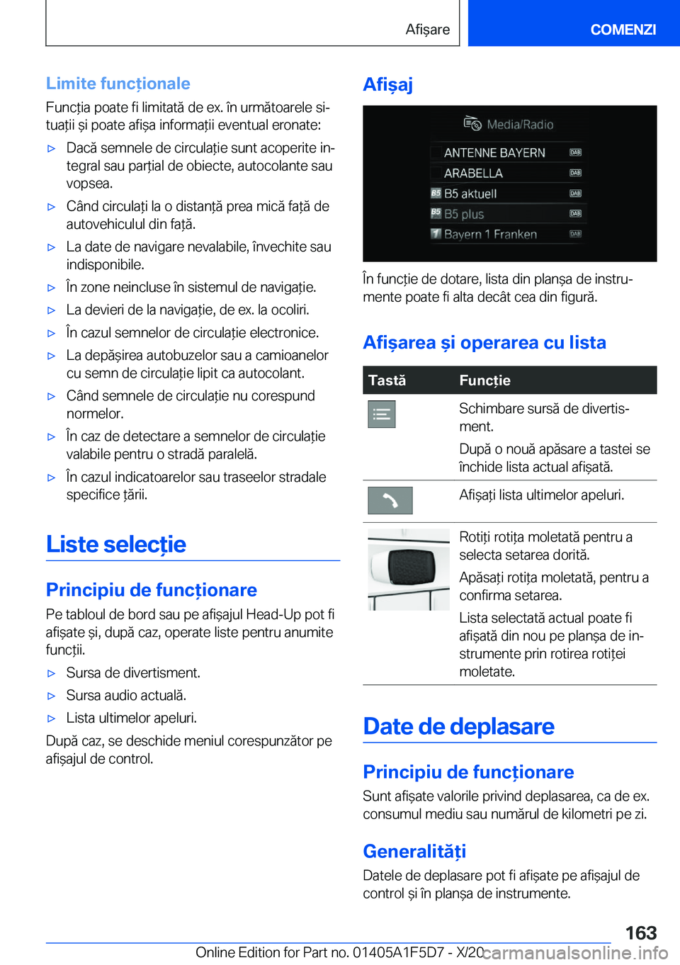 BMW X4 M 2021  Ghiduri De Utilizare (in Romanian) �L�i�m�i�t�e��f�u�n�c�i�o�n�a�l�e
�F�u�n�c*�i�a��p�o�a�t�e��f�i��l�i�m�i�t�a�t�ă��d�e��e�x�.��