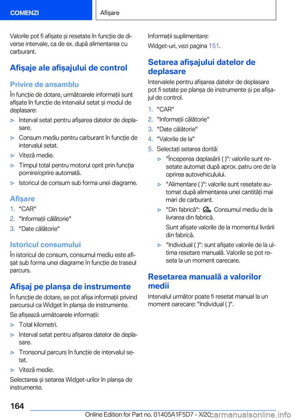 BMW X4 M 2021  Ghiduri De Utilizare (in Romanian) �V�a�l�o�r�i�l�e��p�o�t��f�i��a�f�i&�a�t�e�&�i��r�e�s�e�t�a�t�e��