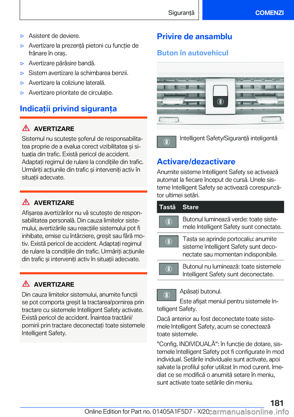 BMW X4 M 2021  Ghiduri De Utilizare (in Romanian) 'x�A�s�i�s�t�e�n�t��d�e��d�e�v�i�e�r�e�.'x�A�v�e�r�t�i�z�a�r�e��l�a��p�r�e�z�e�n*�ă��p�i�e�t�o�n�i��c�u��f�u�n�c*�i�e��d�e�f�r�